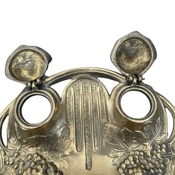 Vintage Art Nouveau Antique Brass Double Inkwell - Picture 4 of 6